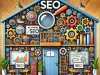 DALLE 2025 01 14 15.01.43 A creative and visually engaging illustration of a workshop shed filled with SEO tools. The shed is depicted with tools symbolizing SEO such as a m